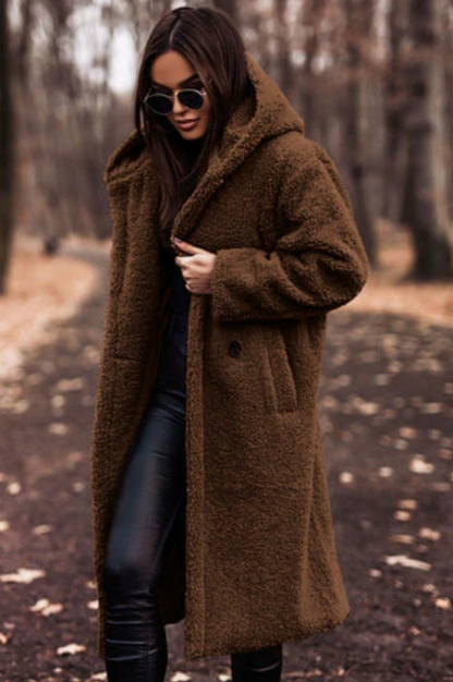 Laura - Stylisher Langmantel Teddy Look