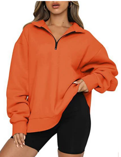 Damen Sweatshirt Mit Kragen Elegante Style