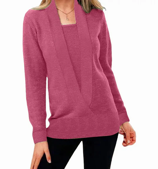 Einzigartiger Strickpullover V-Ausschnitt Damen