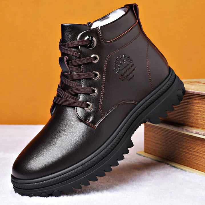 Herren Winterstiefel Warm Wasserdicht Leder