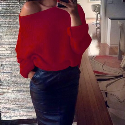 Stilvoller Damen Pullover Schulterfrei Elegant