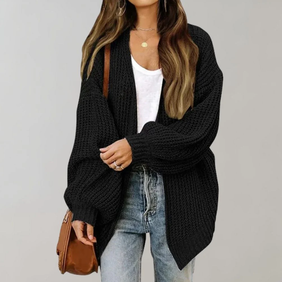 Lässige Damenstrickjacke Bequem Geschnürt