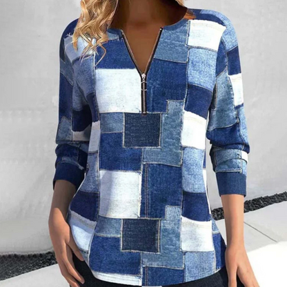 Moderne Damen-Bluse Langarm Geometrisches Muster