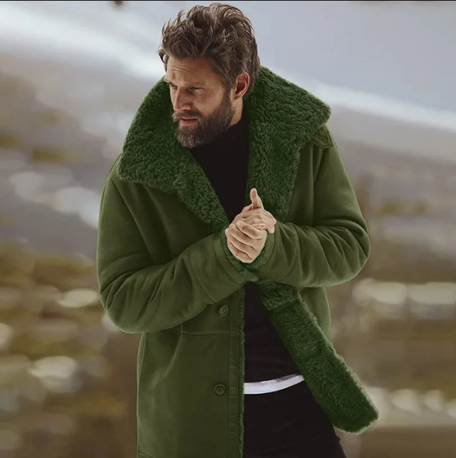 Wintermantel mit Pelz-Kragen Luxus Design