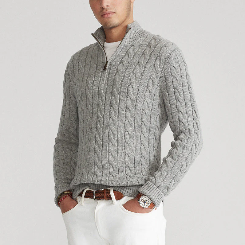 Wollpullover Mit Halbzippverschluss - IdealeKleiden