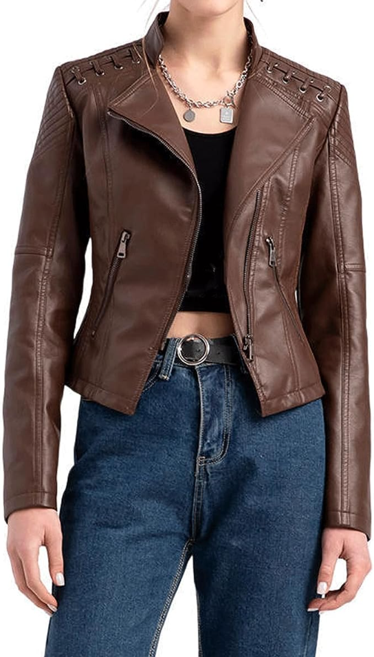 Marie - Elegante Bikerjacke Leder - IdealeKleiden