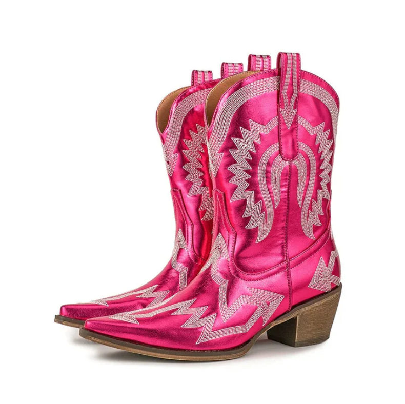 Elegante Cowboystiefel Leder Damen Westernstil