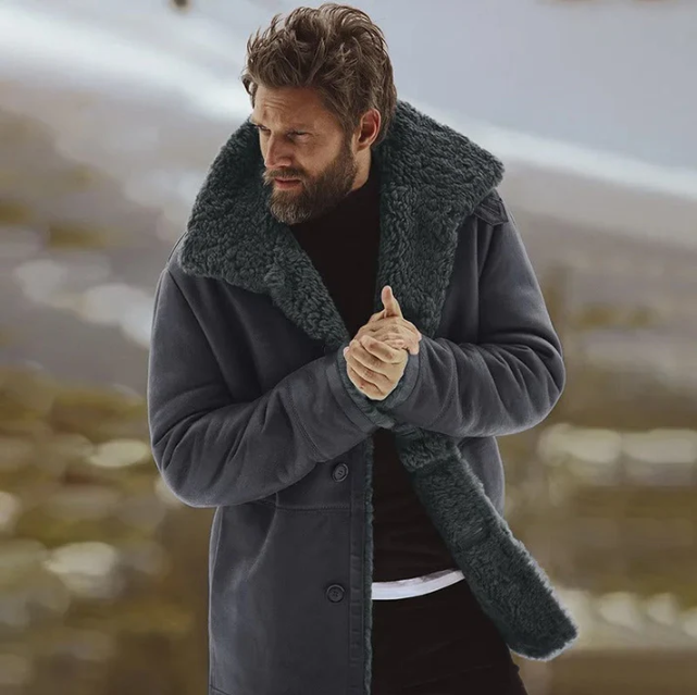 Wintermantel mit Pelz-Kragen Luxus Design