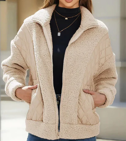Weiche Sherpa-Damenjacke Kuschel Fleece