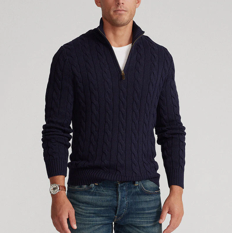 Wollpullover Mit Halbzippverschluss
