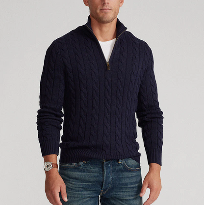 Wollpullover Mit Halbzippverschluss