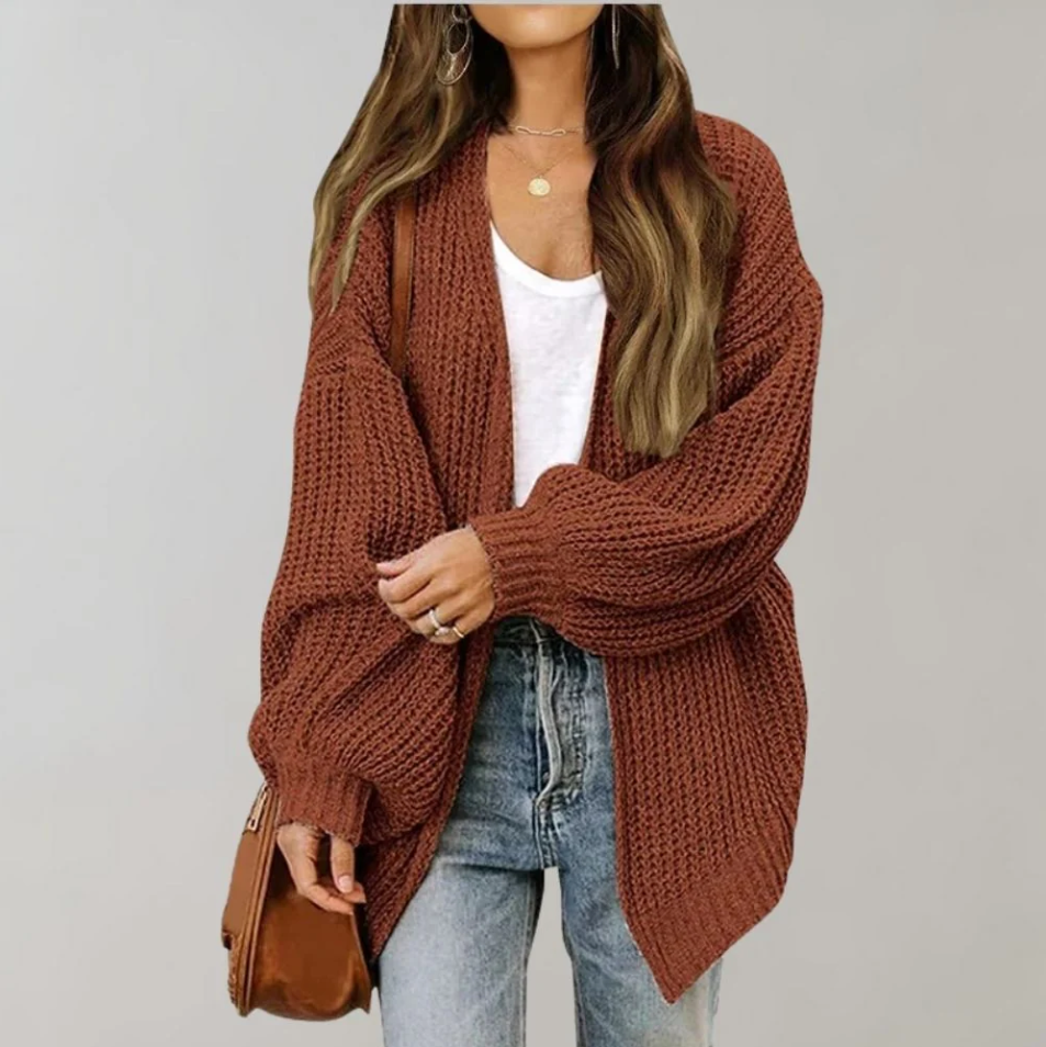 Lässige Damenstrickjacke Bequem Geschnürt