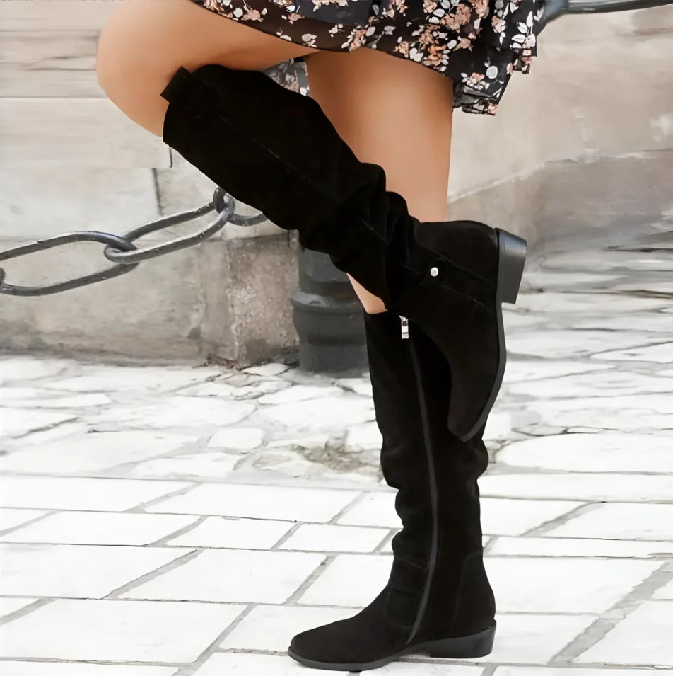 Stylische Damenstiefel Wildleder Rutschfest - IdealeKleiden