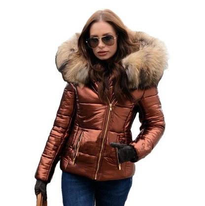 Eleganter Damen Wintermantel mit Kunstfell