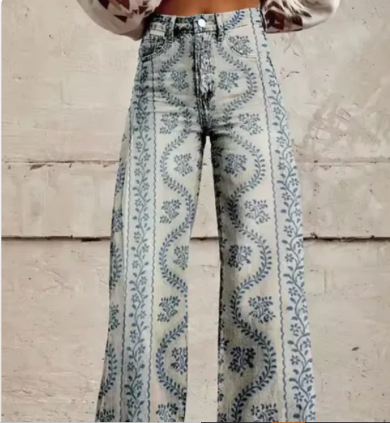 Weite Damen Hose Bunt Gemustert
