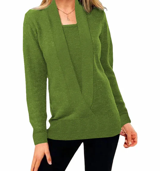 Einzigartiger Strickpullover V-Ausschnitt Damen