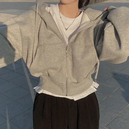 Damen Winterpullover Oversized Reißverschluss