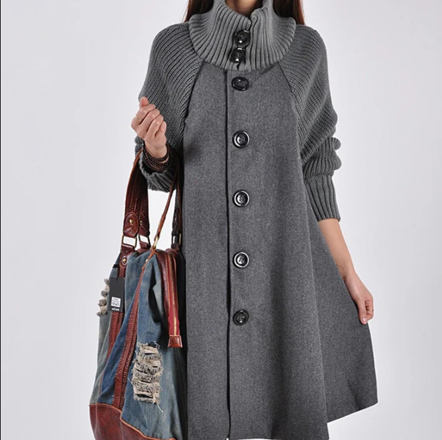 Wintermantel Damen Rollkragen Pullover Style