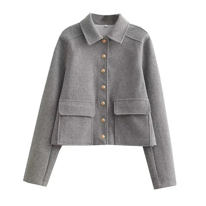 Damen Kurzjacke Smart Casual Modern Knöpfe