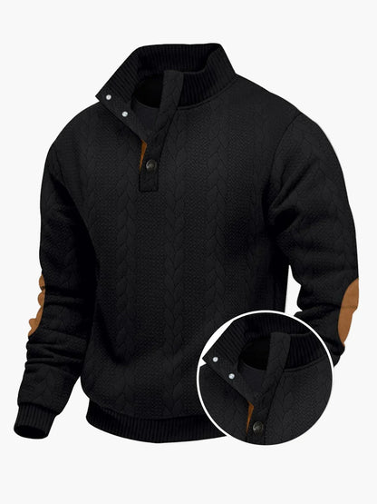 Lässiger Strickpullover mit Stehkragen und Patches