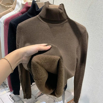 Rollkragenpullover Damen Warm Elegant Winter - IdealeKleiden