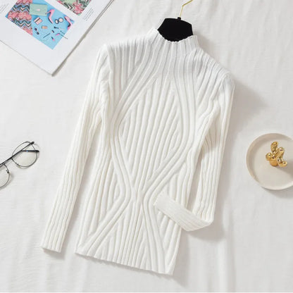 Damen Strickpullover Rollkragen Langärmlig Elegannt
