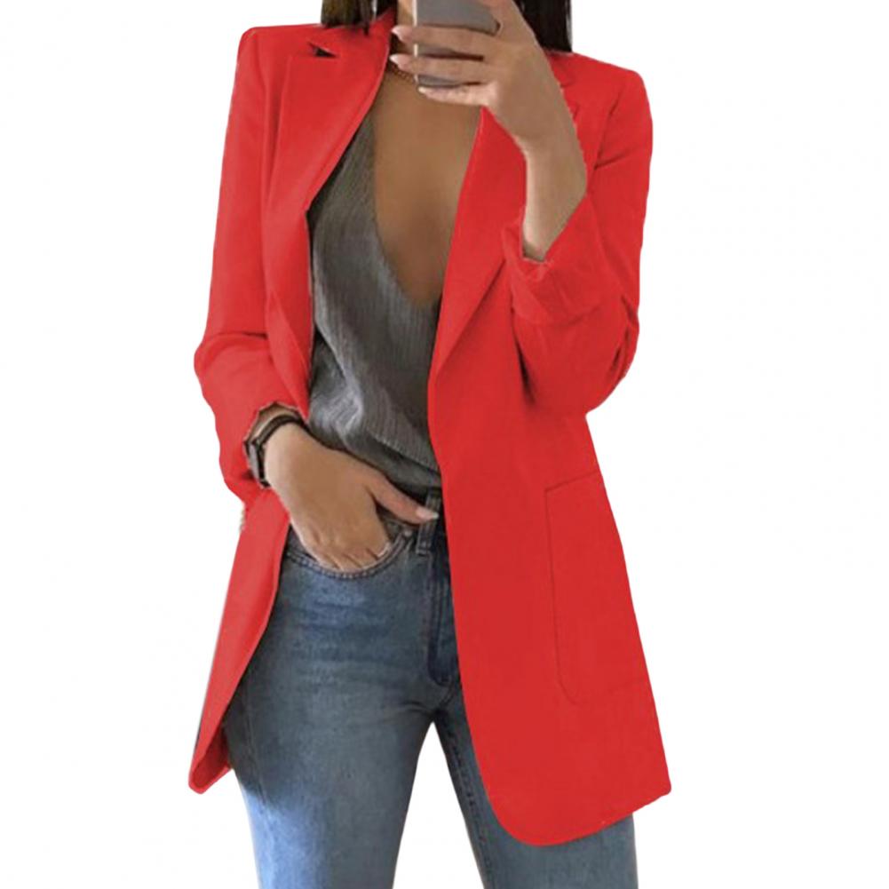 Moderner Blazer Damen Hüftlänge Große Taschen