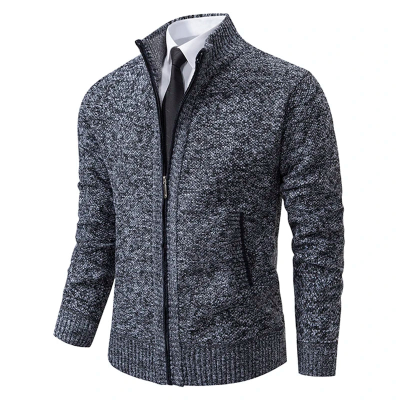 Herren Strickjacke Reißverschluss Modern Stehkragen