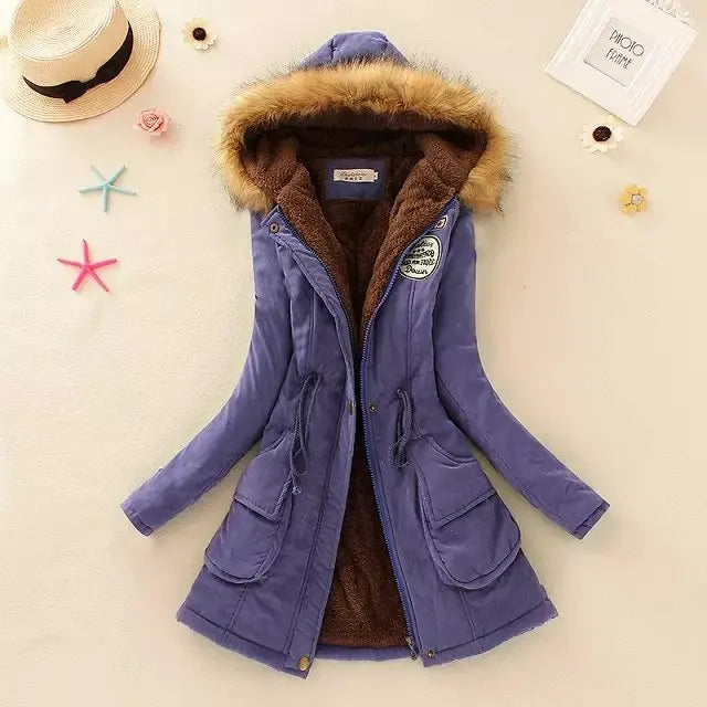 Warme Winterjacke Damen Kapuze Gefüttert