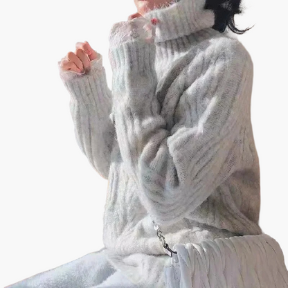 Koreanischer Strickpullover Locker Schnitt Rollkragen
