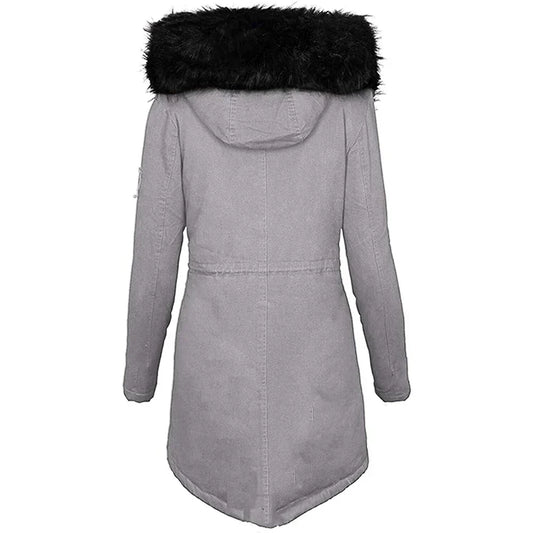 Weiche Winterjacke Kapuze Fellkragen Damen - IdealeKleiden