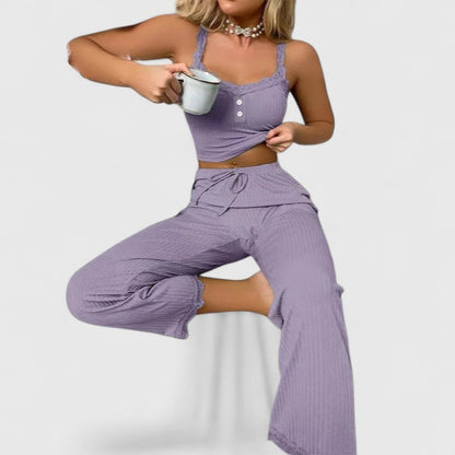 Damen Pyjama-Set Spitze Romantic Nachtwear