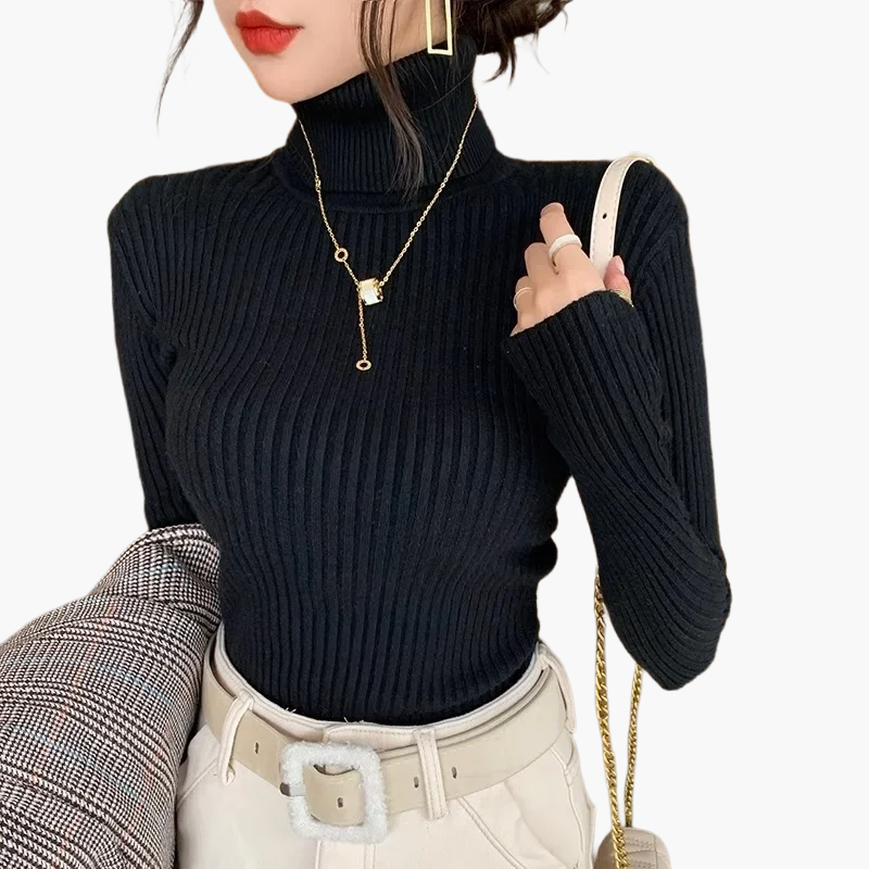 Herbst Pullover Langarm Warm Gerippt