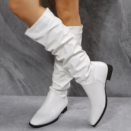Knielange Stiefel Punkrock Leder Optik