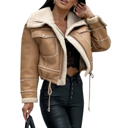 Stylische Frauenjacke Weltkarte Design