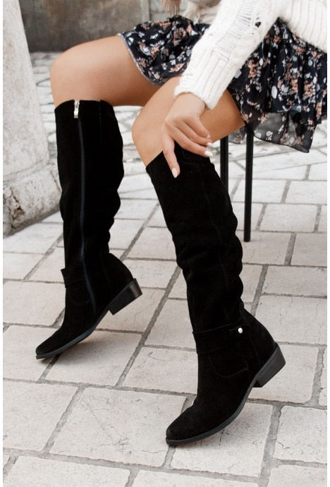 Stilvolle Damenstiefel Retro Kniehoch Bequem