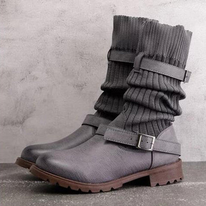 Winterstiefel Wollfüllung Leder Optik