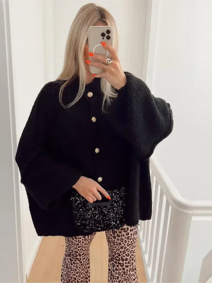 Eleganter Cardigan Damen Strick Pullover Komfort