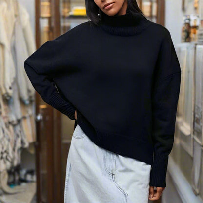 Große Rollkragenpullover Übergröße Rippstrick - IdealeKleiden