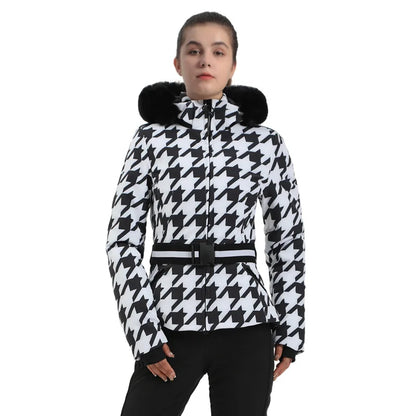 Damen Skijacke Winter Gemustert Warm