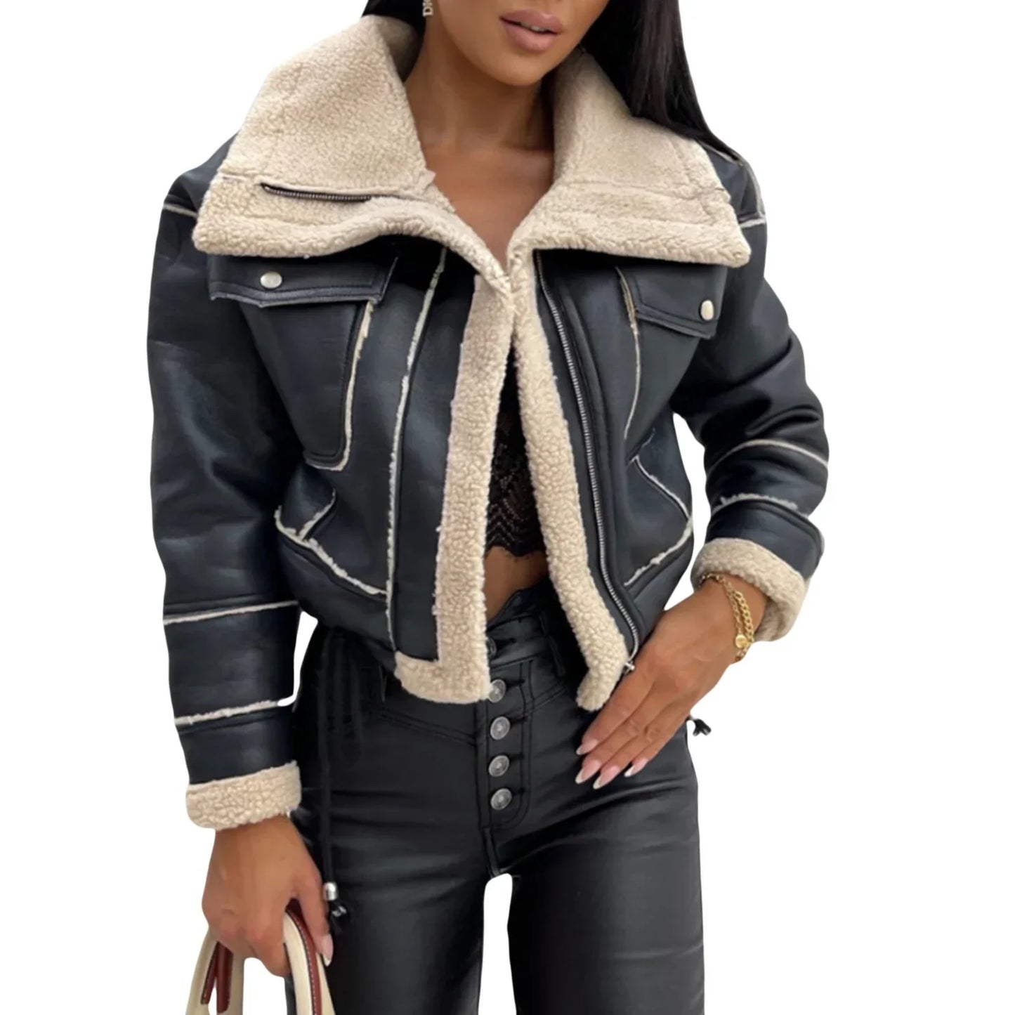Stylische Frauenjacke Weltkarte Design