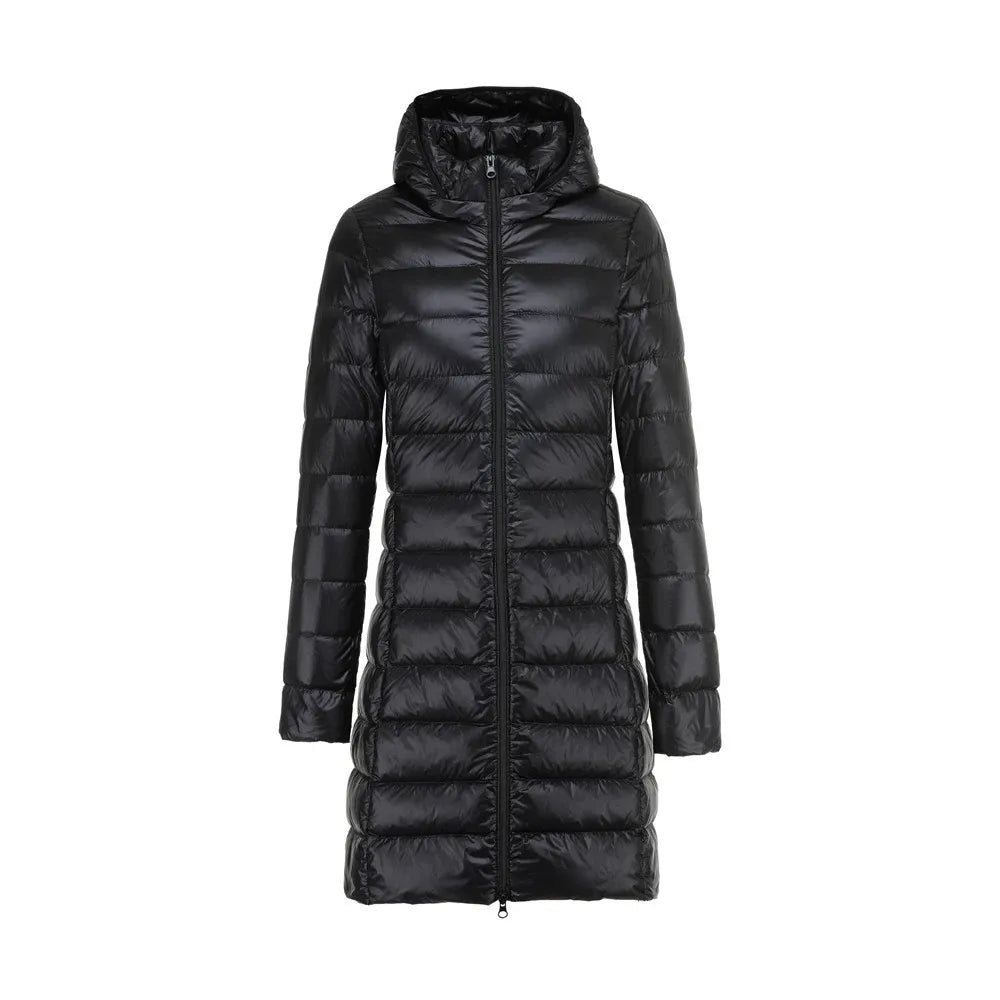 Warme Winterjacke Frauen Lange Gepolstert Mit Abnehmbarer Kapuze