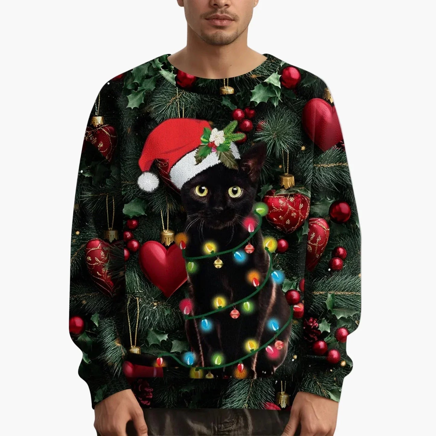 Weihnachtspullover Katzenmotiv Festlich