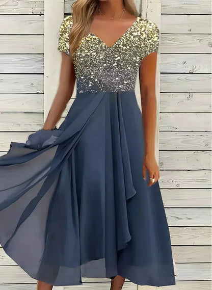 Damen Sommerkleid Blumenmuster Kurzarm
