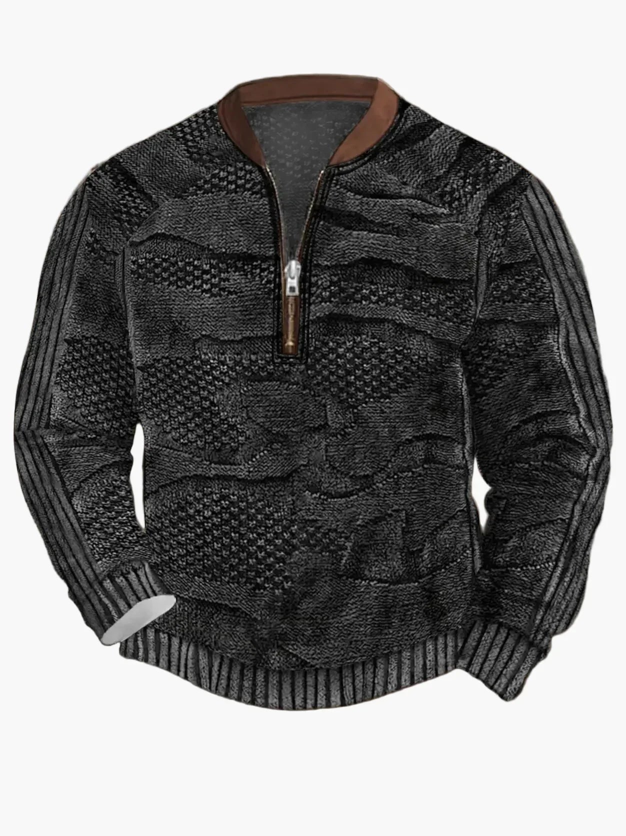 Herren Strickpullover Reißverschluss Modern
