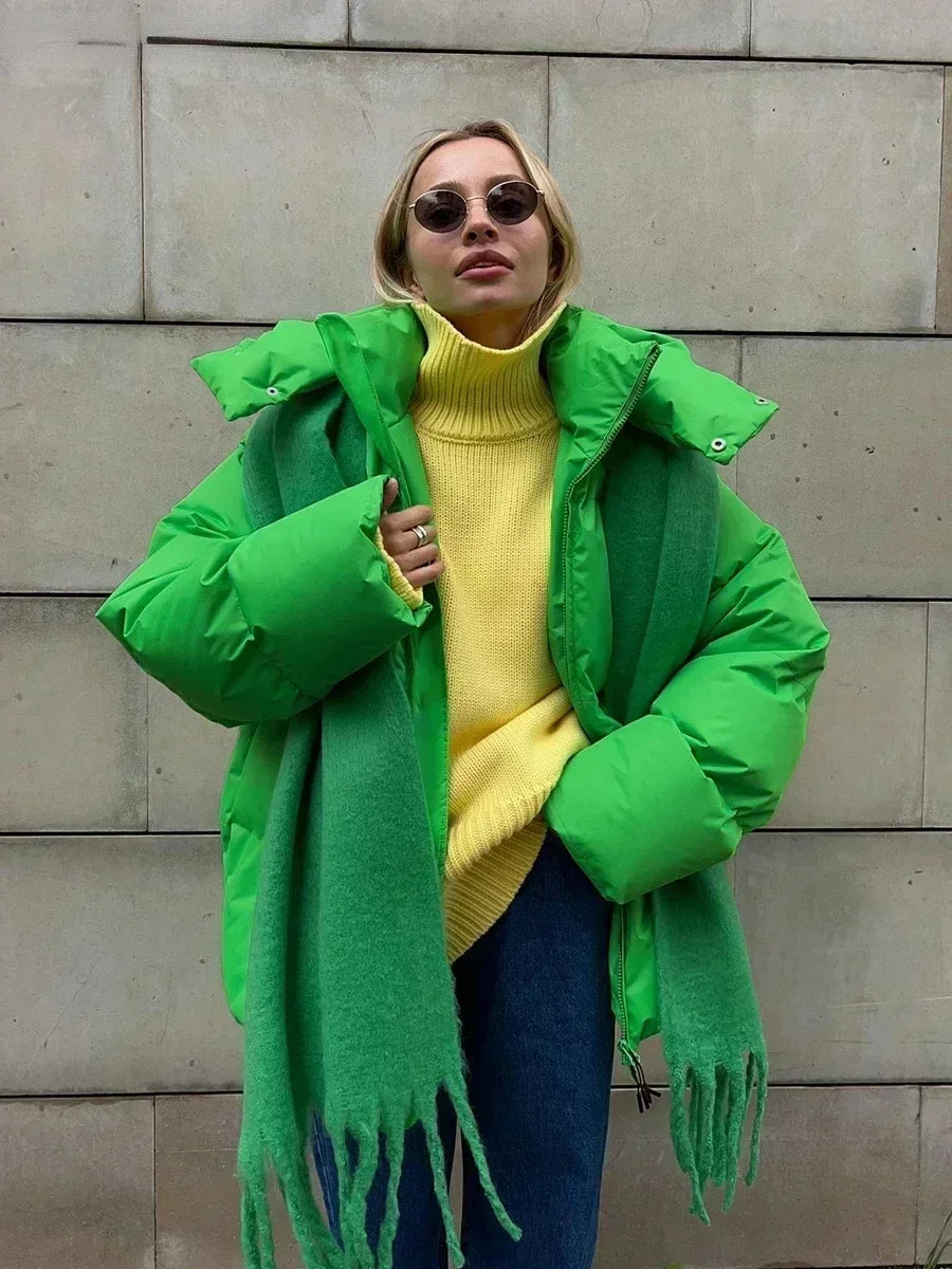 Warme Damen Winterjacke | Steppmantel mit Kapuze & Fleece-Fütterung
