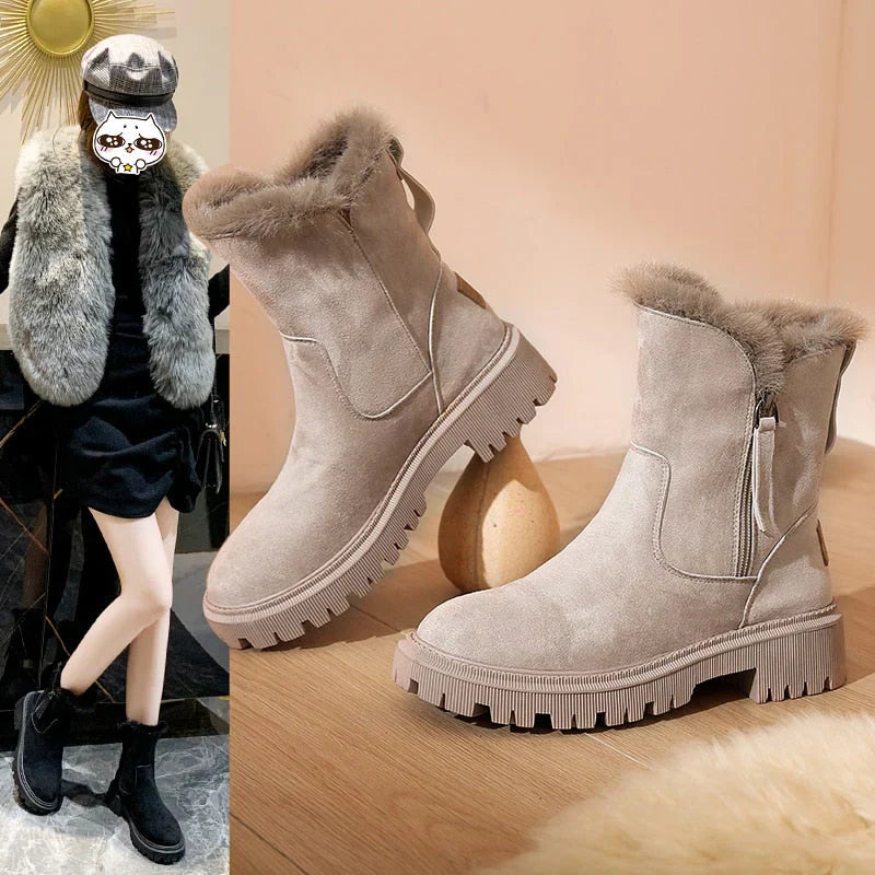 Winterstiefel Damen Knöchelhoch Schwarz - IdealeKleiden