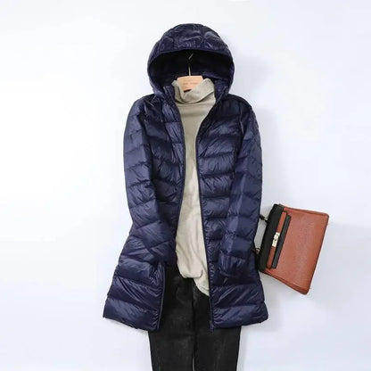Faltbare Pufferjacke Damen - Isolierte Winterjacke Mit Abnehmbarer Kapuze