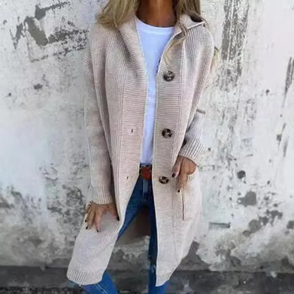 Lange Damen Cardigan Modern Knopf