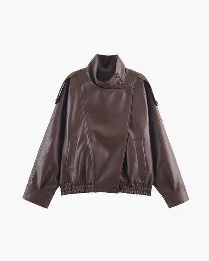 Stylische Lederjacke Asymmetrisch Cut